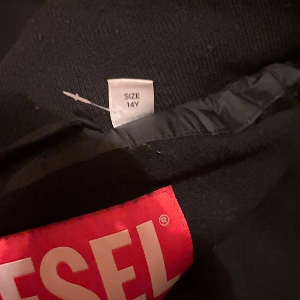 Youth Black Diesel Puffer Jacket with Hood